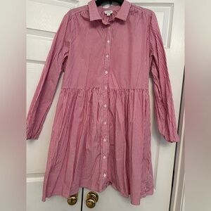 J. Crew Pink and White Striped Shirt Dress 14